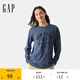 GAP【情人節(jié)】男女裝春季印花logo長袖T恤寬松復(fù)古上衣內(nèi)搭723841
