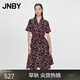 江南布衣（JNBY）春夏連衣裙音符線條印花高腰大裙擺設(shè)計感寬松中長款女5N4G13370 853/雜桔 M