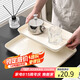 拜杰長方形水果托盤茶盤家用果盤早餐盤收納盤客廳零食盤銀邊大號