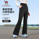 駱駝（CAMEL）運動(dòng)褲女休閑透氣微喇修身針織衛褲子 J25CAV6016，幻影黑，女 M