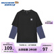 Skechers斯凱奇童裝男女童假兩件長袖T恤衫春秋插肩袖休閑上衣L125K070