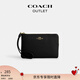 蔻馳（COACH）【七夕禮物】【專享直降】奧萊女士角拉鏈腕包手拿包迷你質(zhì)感黑色 IM/黑色