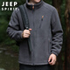 JEEP SPIRIT吉普抓絨衣男士外套秋冬季搖粒絨衛衣加絨加厚保暖外套 深灰 XL