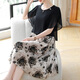 啄木鳥(niǎo)（TUCANO）母親節媽媽連衣裙夏季2025新款洋氣50歲中老年女裝雪紡短袖薄長(cháng)裙 2552黑色連衣裙 XL 建議105-120斤】