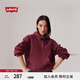 Levi's李維斯女士美式寬松時(shí)尚休閑簡(jiǎn)約袋鼠兜抽繩連帽套頭衛(wèi)衣 酒紅色 M
