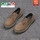 卡帝樂(lè )鱷魚(yú)（CARTELO）春秋英倫男士磨砂牛皮休閑牛筋底軟底馬丁鞋男皮鞋真皮大頭鞋板鞋 杏色 41