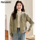 品彩（PinCai）休閑外套女早春純色薄絨衛衣外套簡(jiǎn)約拉鏈上衣P144U4001