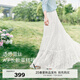 伊芙麗（eifini）伊芙麗白月光蕾絲氣質(zhì)飄逸蛋糕半身裙女2025夏裝新款淡人茶歇裙子 白色 M 110-120斤