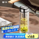 萬象（WANXIANG）雙層玻璃杯V48RL商務禮盒裝茶杯鈦黑亮帶濾網(wǎng)水杯車載便攜辦公杯