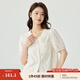 茵曼（INMAN）法式小香風(fēng)短袖襯衫女夏季氣質(zhì)提花寬松時(shí)尚純棉舒適襯衣 杏色 S