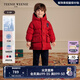 Teenie Weenie Kids小熊童裝25新年款男寶寶連帽印花中長款羽絨服 紅色 100 cm