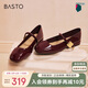 百思圖【喬欣同款】莫奈花園法式瑪麗珍M3173AQ5紅色 37