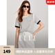 ELLE設(shè)計(jì)感黑白條紋正肩圓領(lǐng)短袖T恤女2025春季新款簡(jiǎn)約小眾上衣 黑白 M