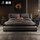 DeRUCCI HOME慕思意式極簡(jiǎn)真皮床頭層牛皮軟包雙人床現代婚床主臥大床2米2.2米 床+星級乳膠獨立彈簧床墊+2柜 2000mmX2200mm氣壓結構