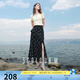 三彩2025夏季新款碎花半身裙荷葉邊開叉魚尾裙浪漫長裙M 黑米花卉 XL 170/76A