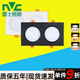 雷士（NVC）led雙頭吊頂格柵燈長方形射燈嵌入式天花燈斗膽燈雙筒燈雙排 開孔8*16cm10w白殼白光