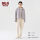 無印良品 MUJI IDEE 女式 棉麻 絎縫 夾克 GAC79C3A 短款外套 淺灰色 L（165/88A）
