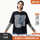 幻走（MOVEUP）2025春季新款.FUN系列圓領(lǐng)印花假兩件設(shè)計(jì)短款T恤女 黑色 M