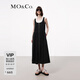 MO&Co.連衣裙夏機(jī)能風(fēng)金屬拉鏈開襟U領(lǐng)高腰抽繩寬松量感A字裙摩安珂 黑色 S 160