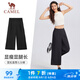 駱駝（CAMEL）休閑闊腿女褲寬松高腰垂感速干七分褲 C25BA6L6024 幻影黑 XL