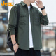 吉普（JEEP）美國正品高端長(cháng)袖襯衫男士春秋季新款潮流寬松休閑工裝襯衣服外套 軍綠色 【官方正品】 XL 【適合145斤左右】