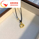 金翠喜老鳳凰足金999轉(zhuǎn)運(yùn)珠貓咪吊墜烤漆蝴蝶結(jié)鏤空女情節(jié)日禮物送女友 貓咪+1金珠+黑繩編織【輕版】 足金999