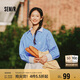 森馬（Semir）長(zhǎng)袖襯衫女中長(zhǎng)款條紋純棉2025春季刺繡oversize襯衣109125105002