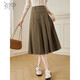 初申春秋半身裙女曠野美拉德高腰學(xué)院風(fēng)A字設計感百褶裙S143B2003