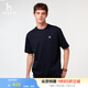 哈吉斯（HAZZYS）男女裝 夏季【PHIZ系列】情侶款復(fù)古繡花寬松圓領(lǐng)T恤 深藏青色DN -男 XL （180/100A 50） （尺碼偏大）男