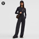lululemon丨Contrast-Ribbed Softstreme 女士羅紋拼接闊腿褲 LW5HUXA 黑色 M
