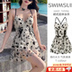 焱思泰吊帶連衣裙套裝女2025年夏季新款女裝碎花小個(gè)子開(kāi)衫辣妹性感裙子 裙式連體泳衣（花色） 均碼 【建議80 - 120斤】