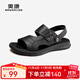 奧康官方?jīng)鲂?時(shí)尚舒適真皮沙灘鞋軟底兩穿涼拖鞋透氣休閑男鞋 黑色 T243721008 42 260mm