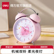 得力（deli）新款全自動(dòng)鬧鐘兒童房電子表 鐘表起床神器學(xué)生專(zhuān)用臥室大聲音響床頭鬧鐘學(xué)生推薦 開(kāi)學(xué)季9024系列 【卡通款】淺粉-夜光指針 8836