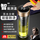WCZ德國鋼化杯防摔打不碎摔不爛的鋼化玻璃杯防爆耐高溫泡茶杯子茶水 顯溫短網(wǎng)鋼本色雙層防 450ml