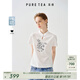 茶·愫【涼感冰皮】puretea茶愫中式立領(lǐng)繡花T恤女水滴襟上衣2025夏新款 暮白 S