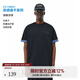 FPA涼感復(fù)古半袖t恤男潮流美式運(yùn)動(dòng)簡約寬松格子拼接黑色圓領(lǐng)短袖 黑色 L