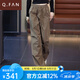 恰凡（QIAFAN）美式直筒工裝褲女春秋季闊腿褲2025新款高腰寬松登山褲休閑運(yùn)動褲 咖色 S  26