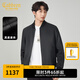 卡賓（CABBEEN）【綿羊皮】真皮夾克男2024秋冬新款黑色商務(wù)鋼壓印花皮衣外套 煤黑色01 L /175/50