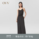 OVV2022春夏新款女裝桑蠶絲23MM重縐腰帶羅紋連體褲 咖色02 M