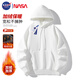 NASA GISS連帽衛衣男純色基礎款上衣情侶款百搭長(cháng)袖T恤 白色連帽加絨 XL
