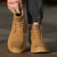 奧康（Aokang）男鞋馬丁靴男士秋冬大黃靴中幫男靴子 黃棕 39