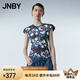 江南布衣（JNBY）春秋季女裝T恤純棉印花舒適修身氣質百搭圓領無袖女 095/黑褐色組合 S