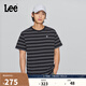 Lee商場(chǎng)同款25春夏新品舒適版圓領(lǐng)條紋小Logo徽標(biāo)男短袖T恤