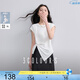 三彩2025夏季新款莫代爾棉T恤圓領(lǐng)短袖褶皺開叉設(shè)計(jì)感上衣S