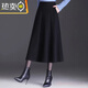 葭安2024新款毛呢半身裙女秋冬高腰傘裙中長款A(yù)字大擺裙百搭顯瘦長裙 黑色 XL 建議115-130斤