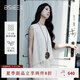 本澀 BSIEE2025夏季新款趙昭儀明星同款毛邊后系裝復(fù)古長(zhǎng)袖圓領(lǐng)兩件套女 米黃色 S