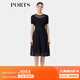 PORTS寶姿春季新品女裝簡約通勤領(lǐng)邊透紗短袖連衣裙ALP8K204RZE011 丈青 L