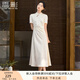 香影新中式國風(fēng)立領(lǐng)連衣裙女2025夏季新款改良旗袍風(fēng)白色提花裙子 米白 斜襟款 暗紋提花 L 165/88A/110-125斤