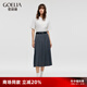 歌莉婭半身裙女秋季新款高腰百褶裙學(xué)院風(fēng)半截裙子1C8J2B160 44B煙灰 M
