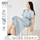 對白法式高級感連衣裙女2025夏季新款氣質(zhì)收腰顯瘦通勤風(fēng)襯衫裙子 冰水藍(lán) L